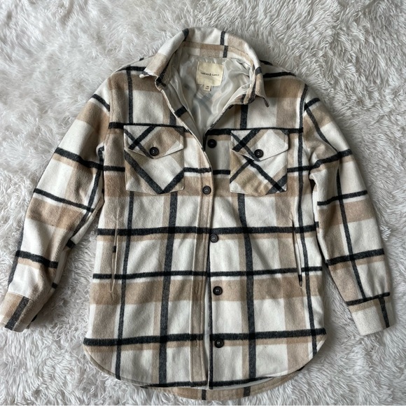 Thread & Supply Tops - Thread & Supply Plaid Fleece Flannel Button Down Shirt Jacket